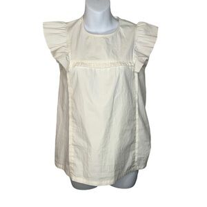 CAS Cloth & Steel Italy Quiet Luxury White Cotton Short Sleeve Blouse Size Small